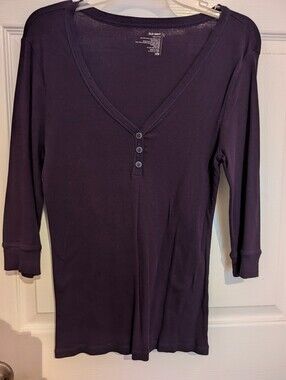 Old Navy Women's Plum V-Neck Henley Long-Sleeve Top